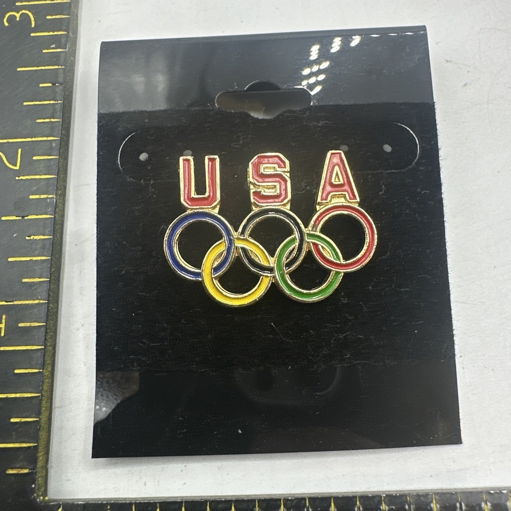 USA Olympics Rings Logo Rainbow Enamel Hat/Lapel Collector Pin New Vintage